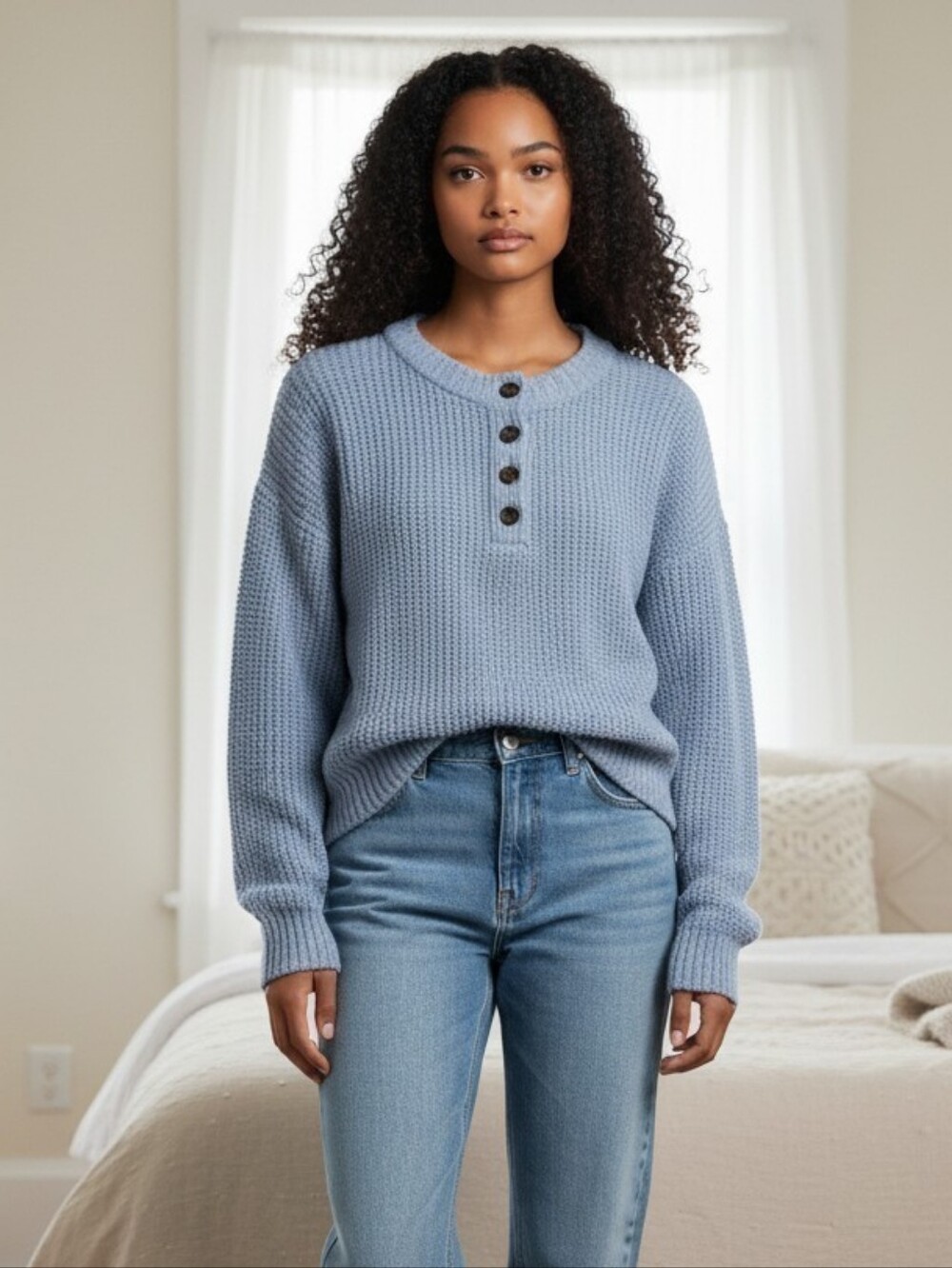American Eagle Light Bkue Knit Sweater